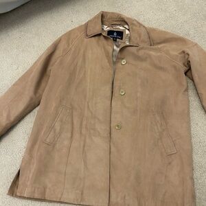 London Fog Men's Light Brown Suede Trench Coat